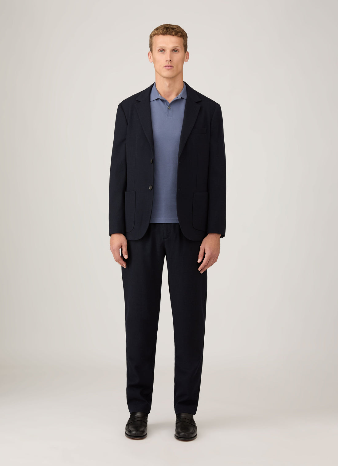 Men's Piqué Polo Shirt in Selvedge Blue