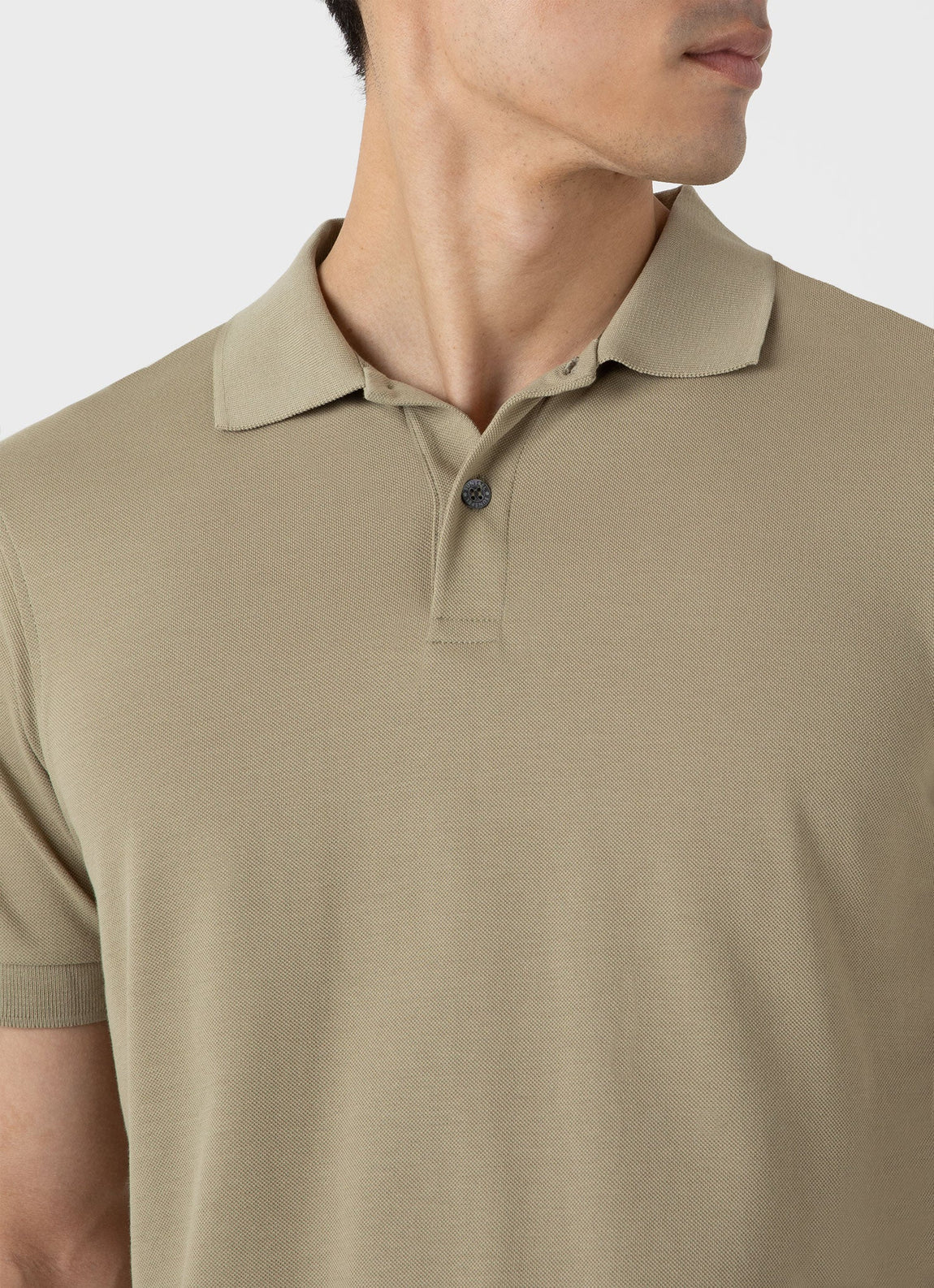 Men's Piqué Polo Shirt in Pale Khaki