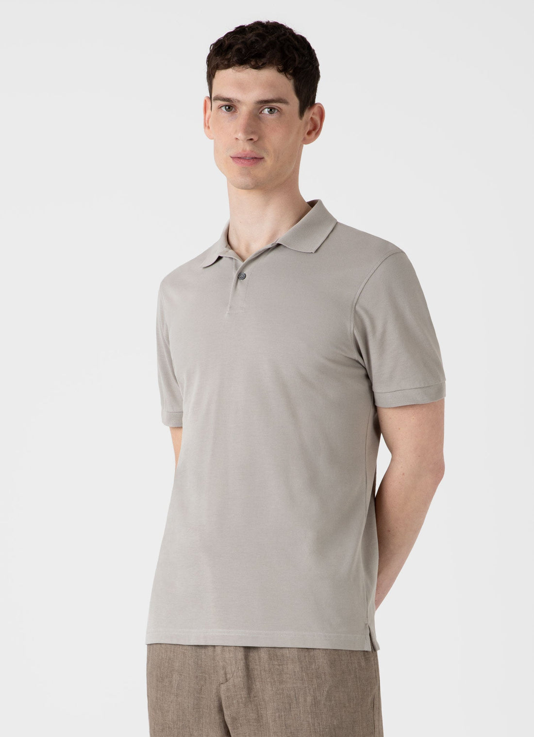 Men's Piqué Polo Shirt in Mid Grey
