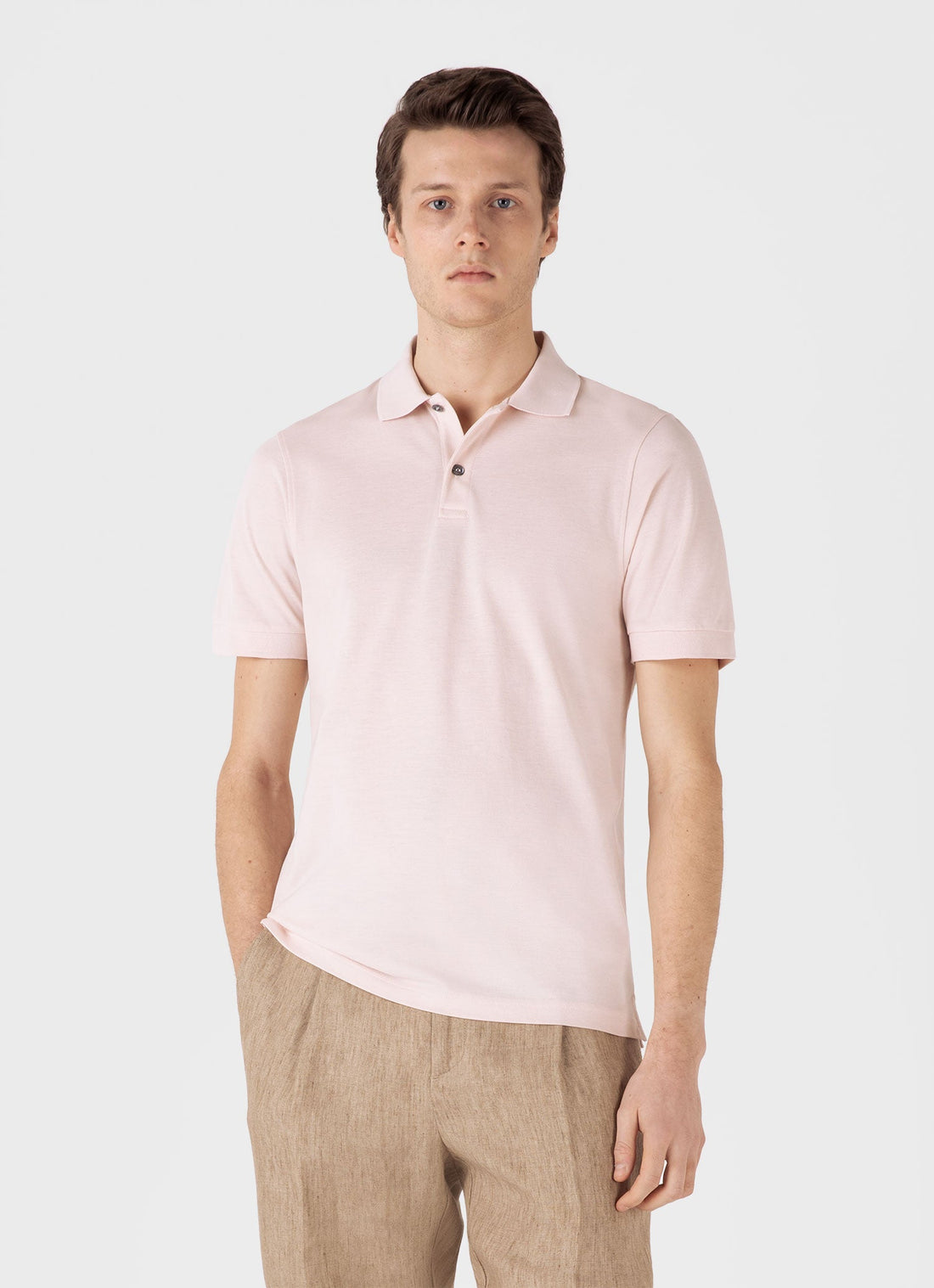 Men's Piqué Polo Shirt in Pastel Pink
