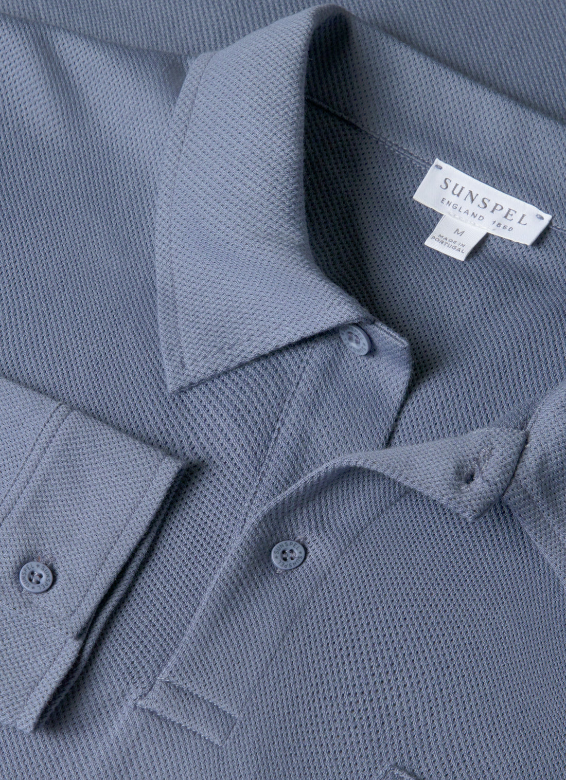 Men's Long Sleeve Riviera Polo Shirt in Selvedge Blue