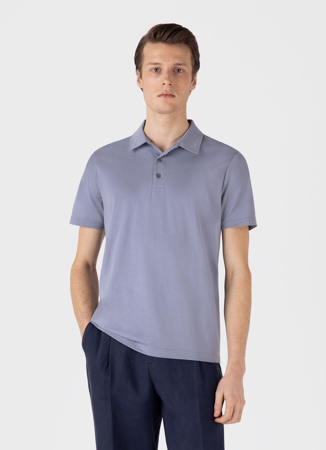 Men's Classic Jersey Polo Shirt in Vintage Blue