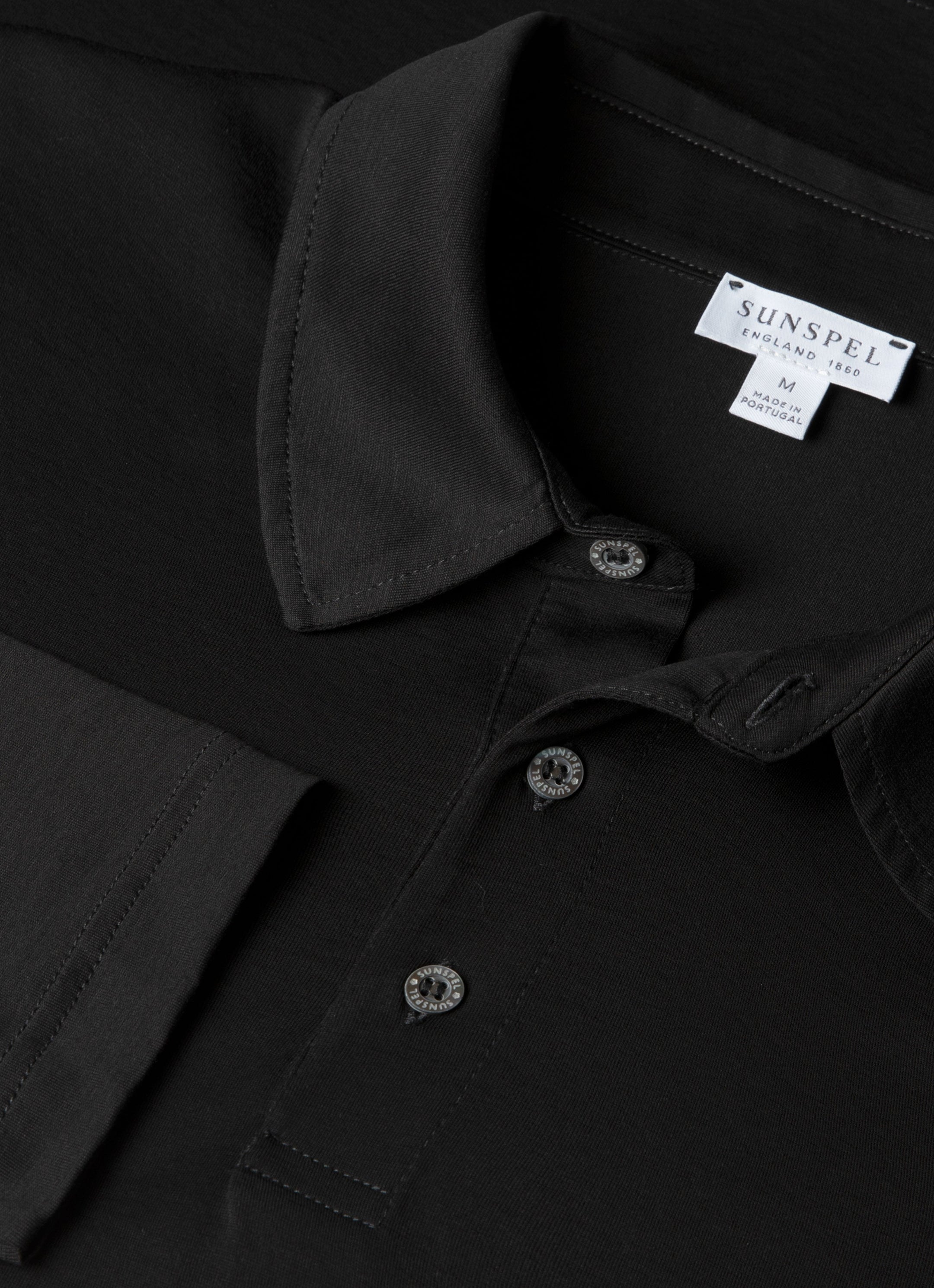 Men's Long Sleeve Classic Jersey Polo Shirt in Black
