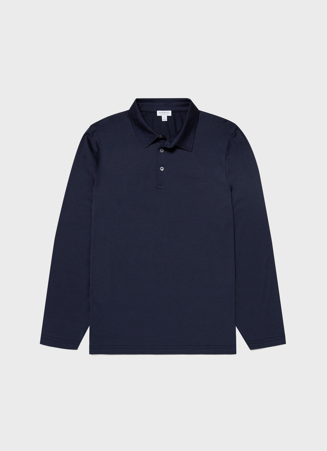 Men's Jersey Long Sleeve Polo Shirt in Navy