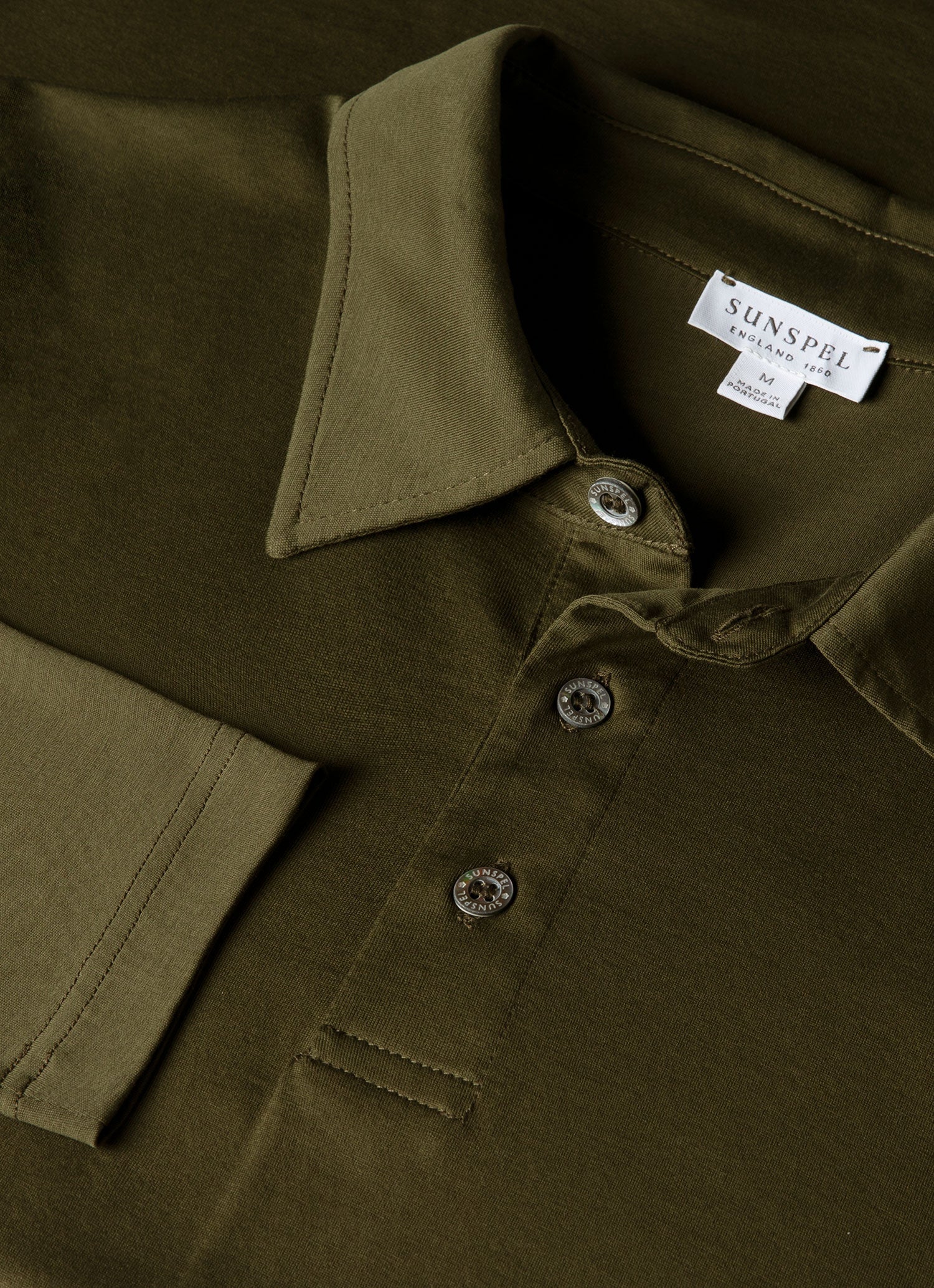 Men's Long Sleeve Classic Jersey Polo Shirt in Deep Olive