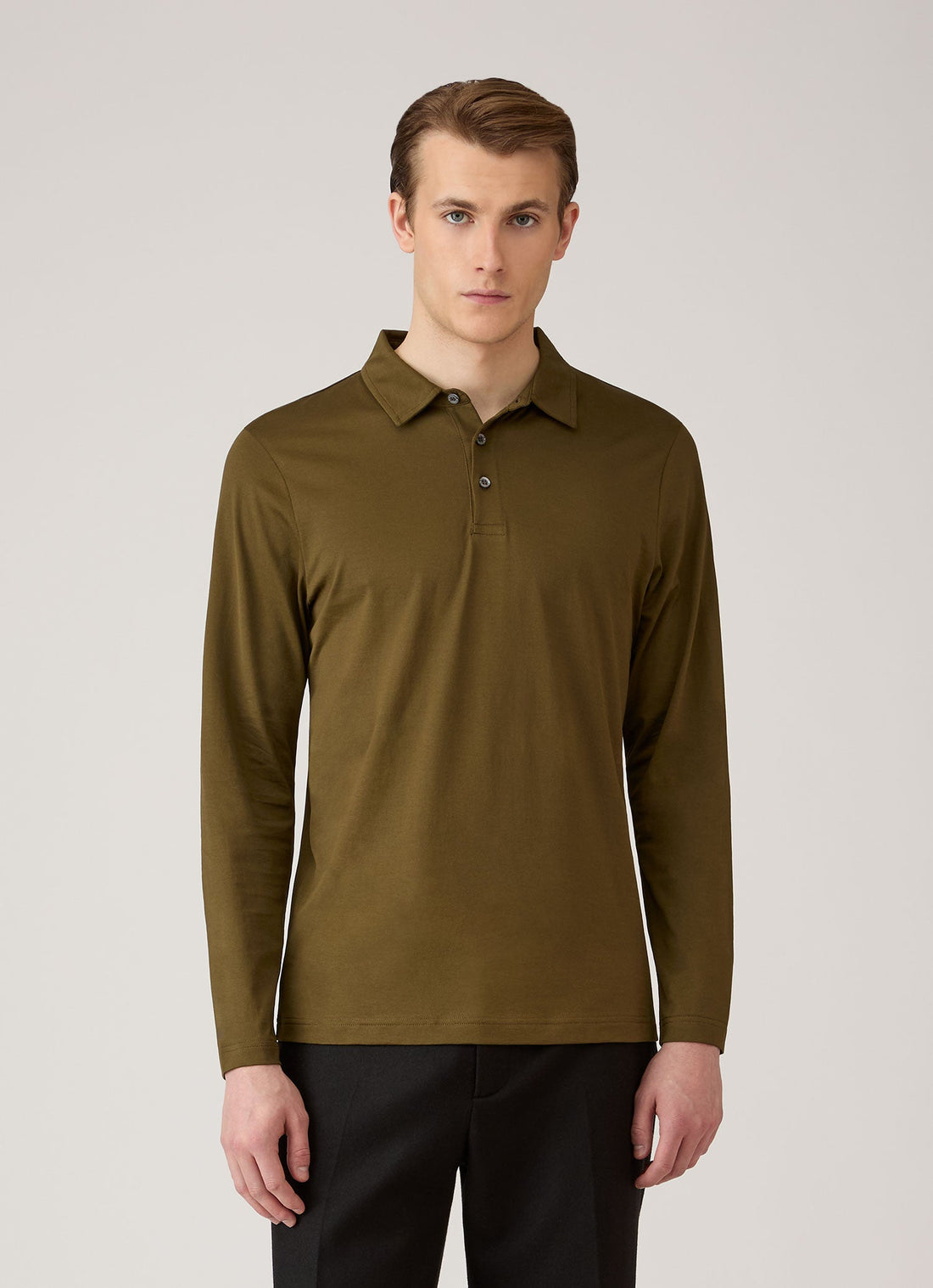 Klassisches Jersey Langarm-Polohemd