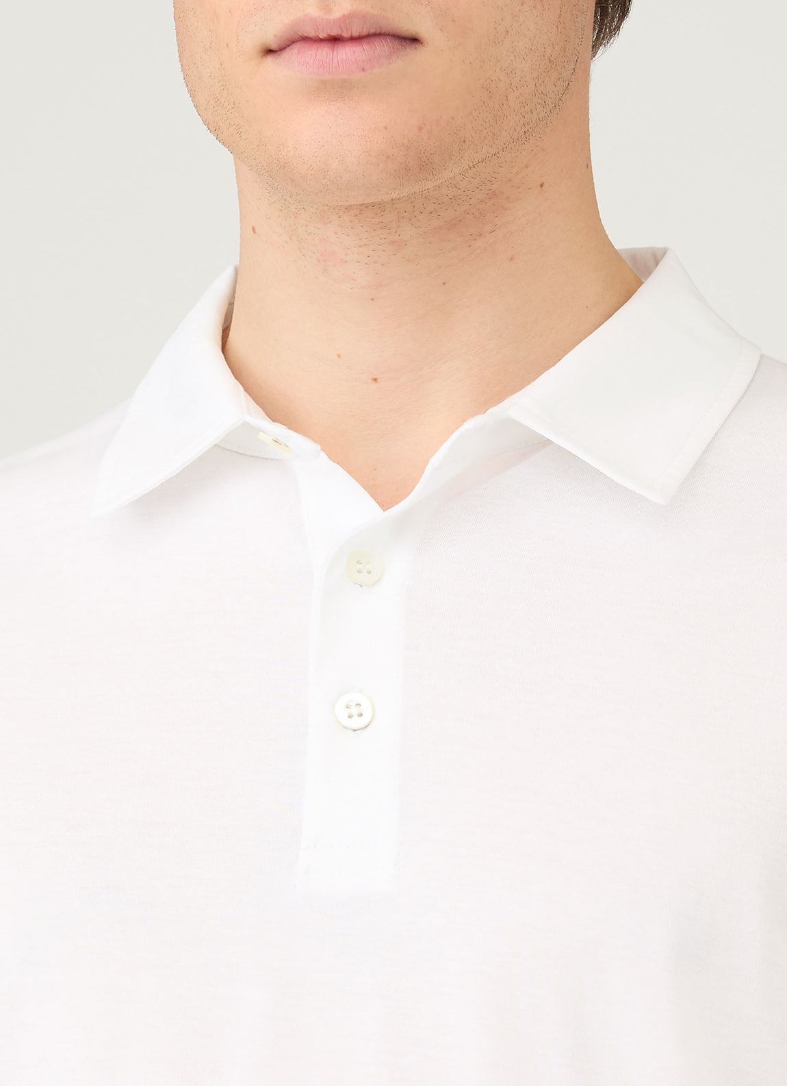 Men's Long Sleeve Classic Jersey Polo Shirt in White
