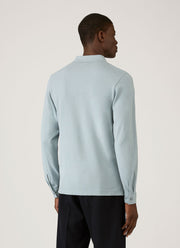 Men's Long Sleeve Piqué Polo Shirt in Stone Blue