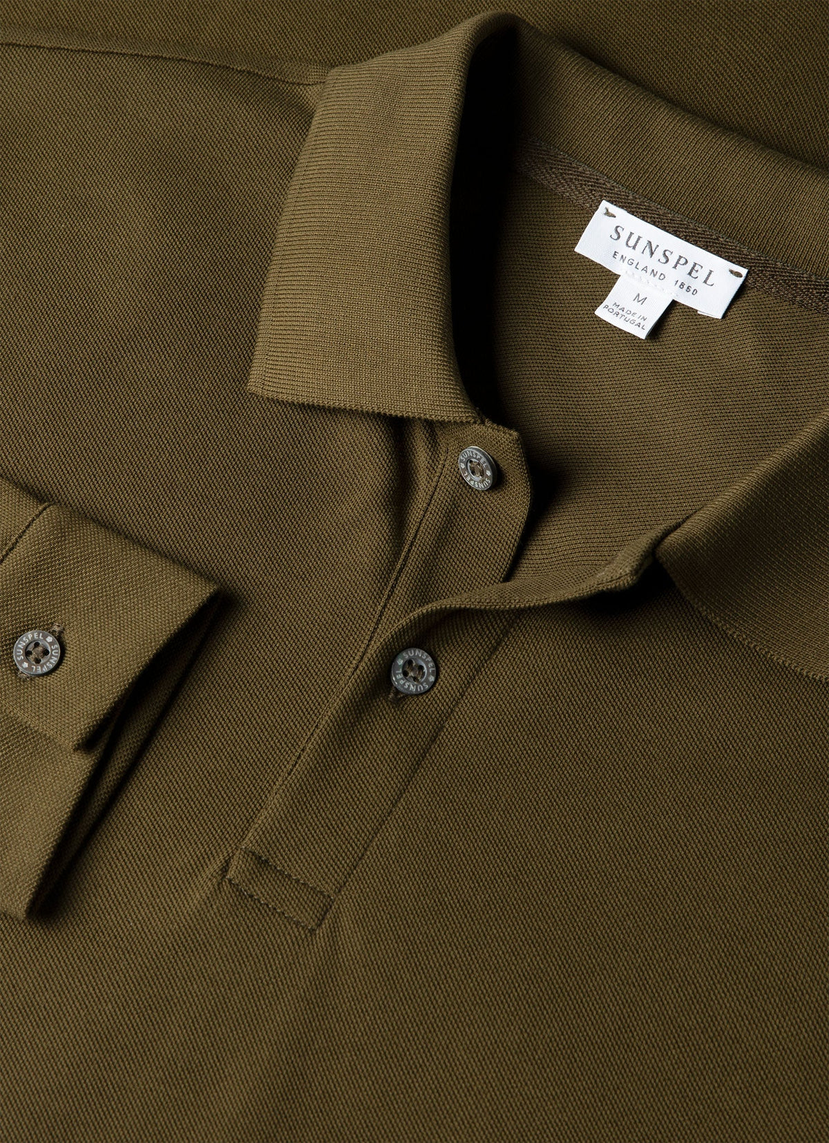 Men's Long Sleeve Piqué Polo Shirt in Loden Green