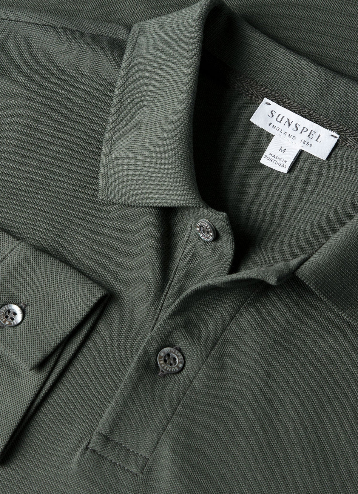 Men's Long Sleeve Piqué Polo Shirt in Slate Green