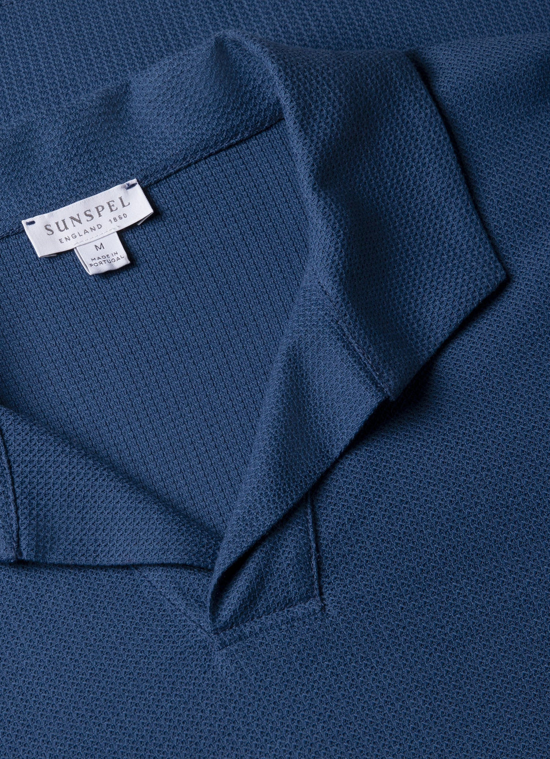 Men's Textured Jersey Polo Shirt in Soft Denim
