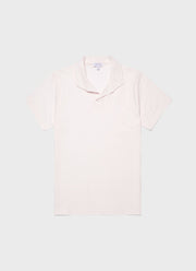 Men's Textured Jersey Polo Shirt in Ecru
