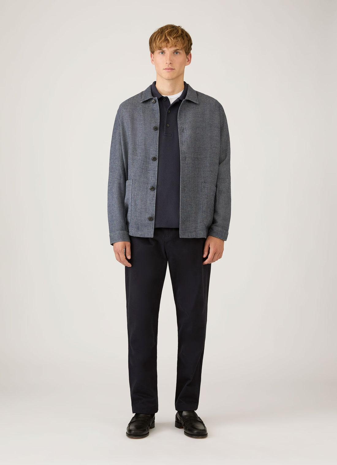 Men's Long Sleeve Cellulock Polo Shirt in Navy