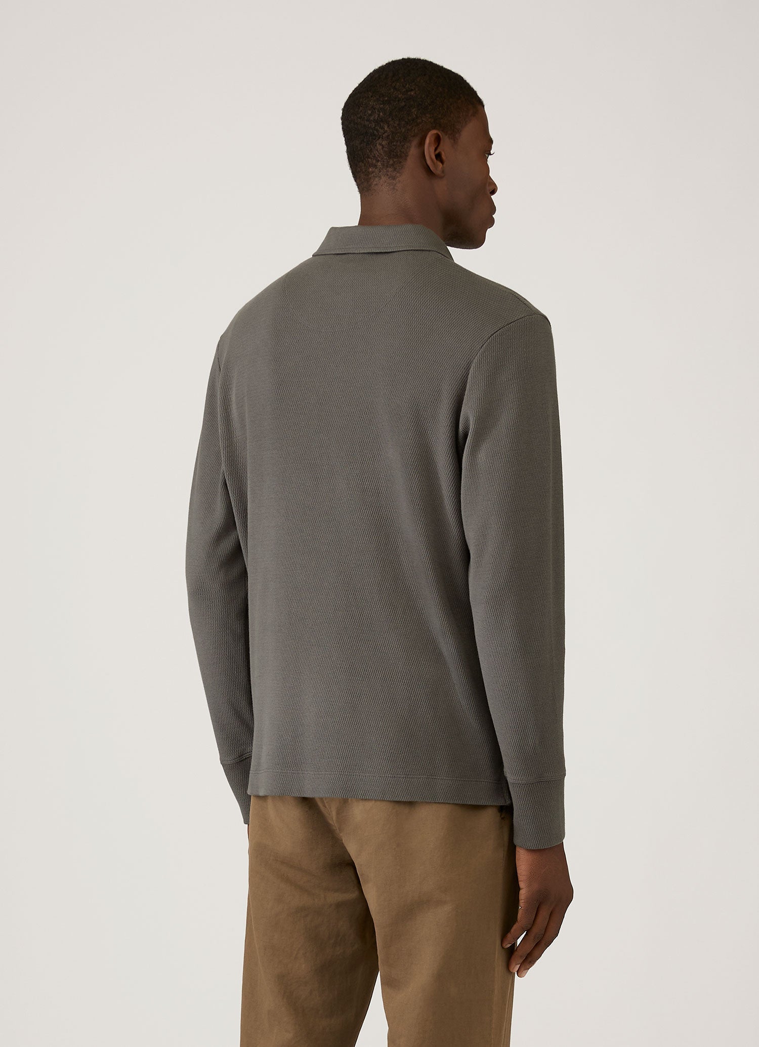 Men's Long Sleeve Cellulock Polo Shirt in Charcoal