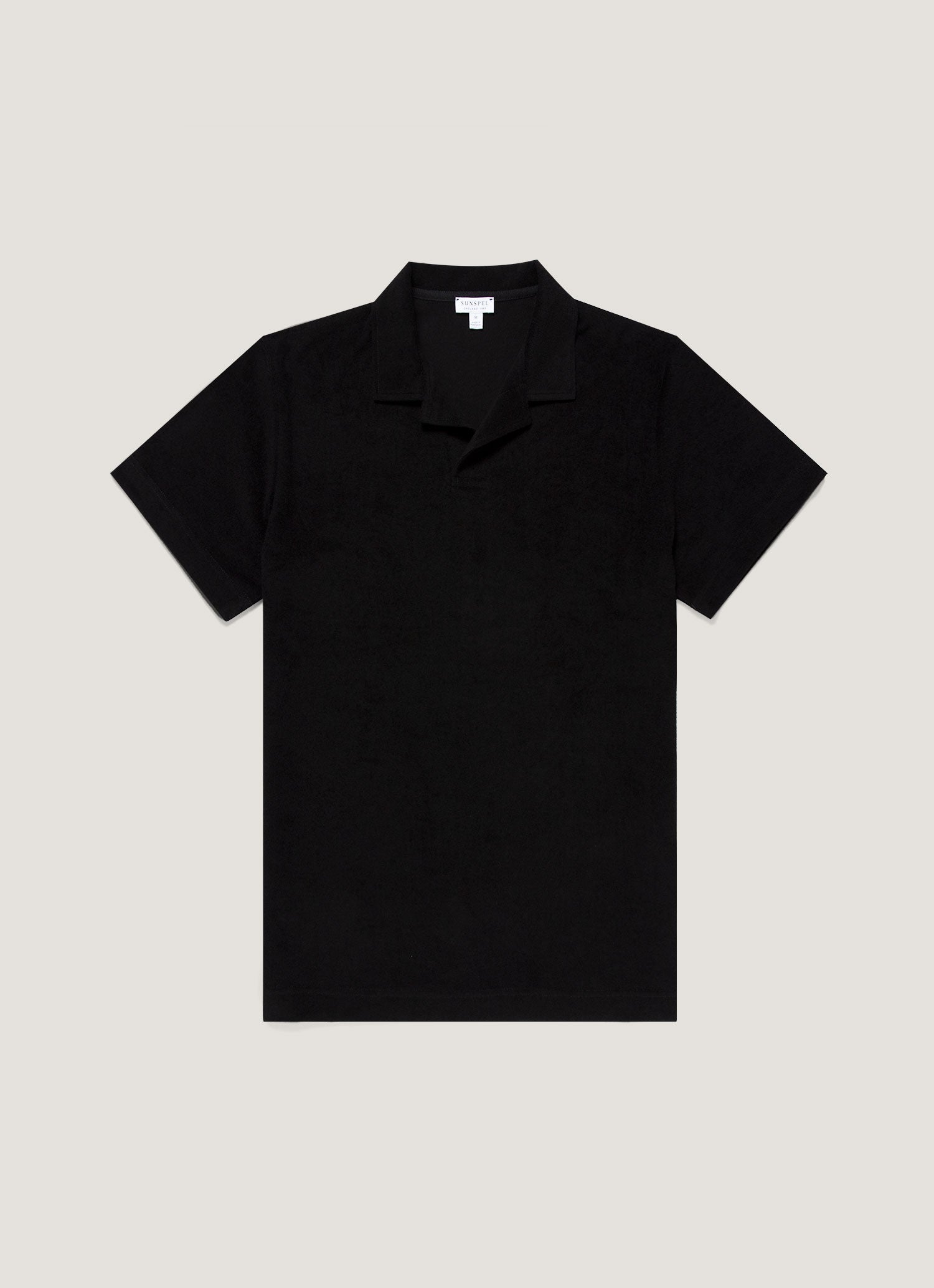 Men's Towelling Polo Shirt in Black