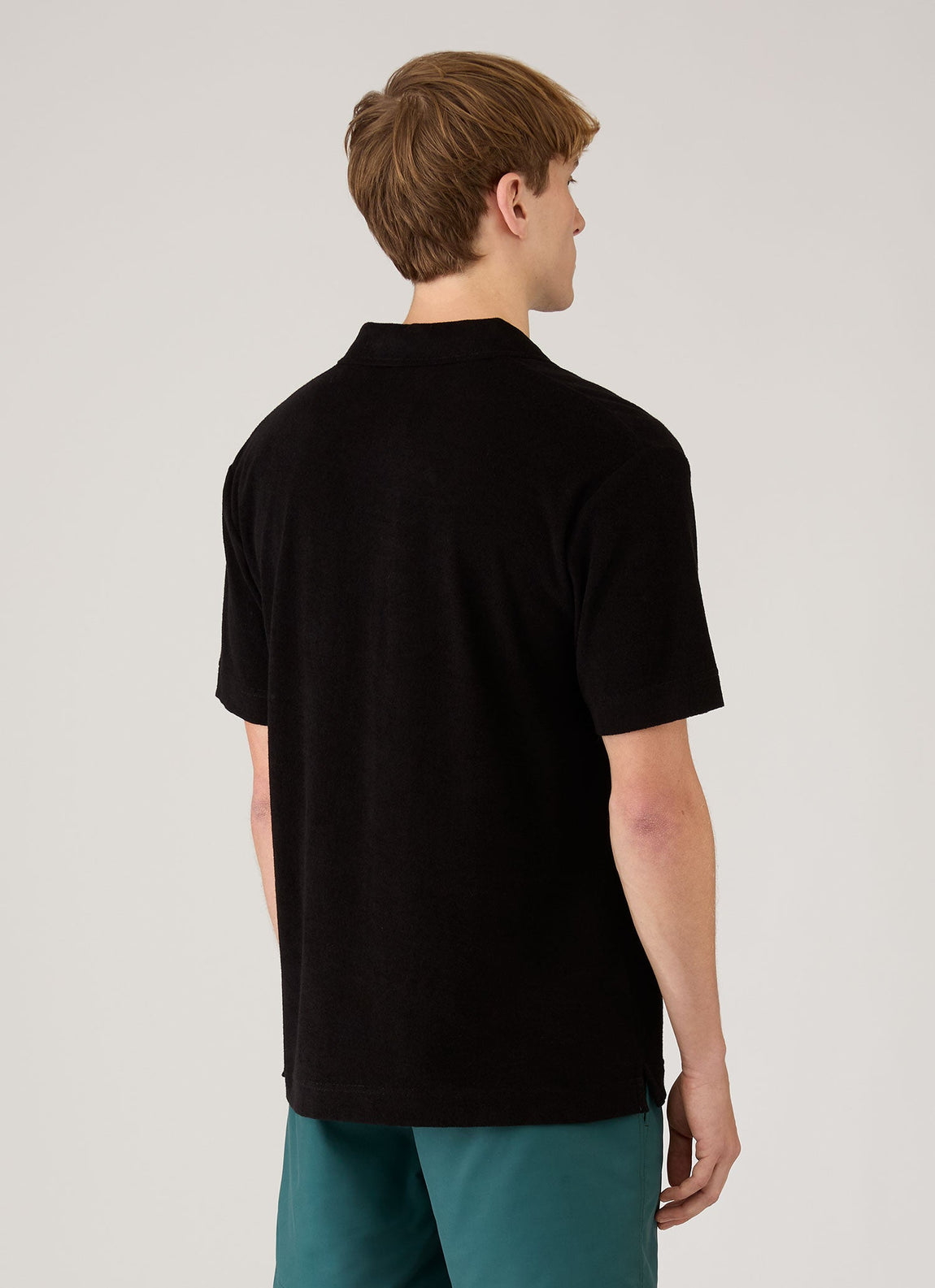 Men's Towelling Polo Shirt in Black
