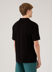 Men's Towelling Polo Shirt in Black