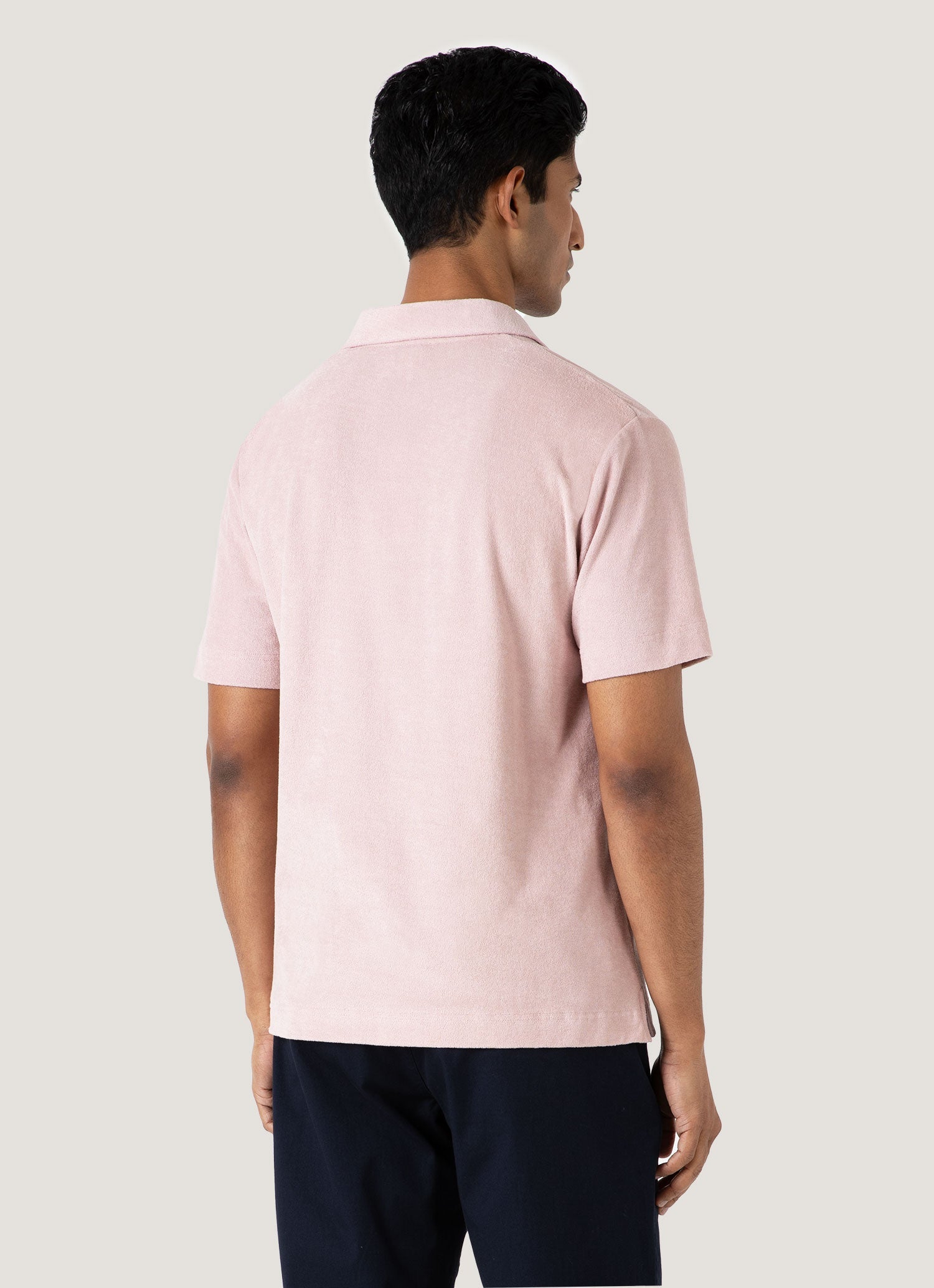 Men's Towelling Polo Shirt in Pale Pink