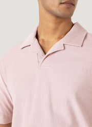 Men's Towelling Polo Shirt in Pale Pink