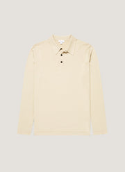 Men's Long Sleeve Sea Island Cotton Knit Polo Shirt in Hazelwood
