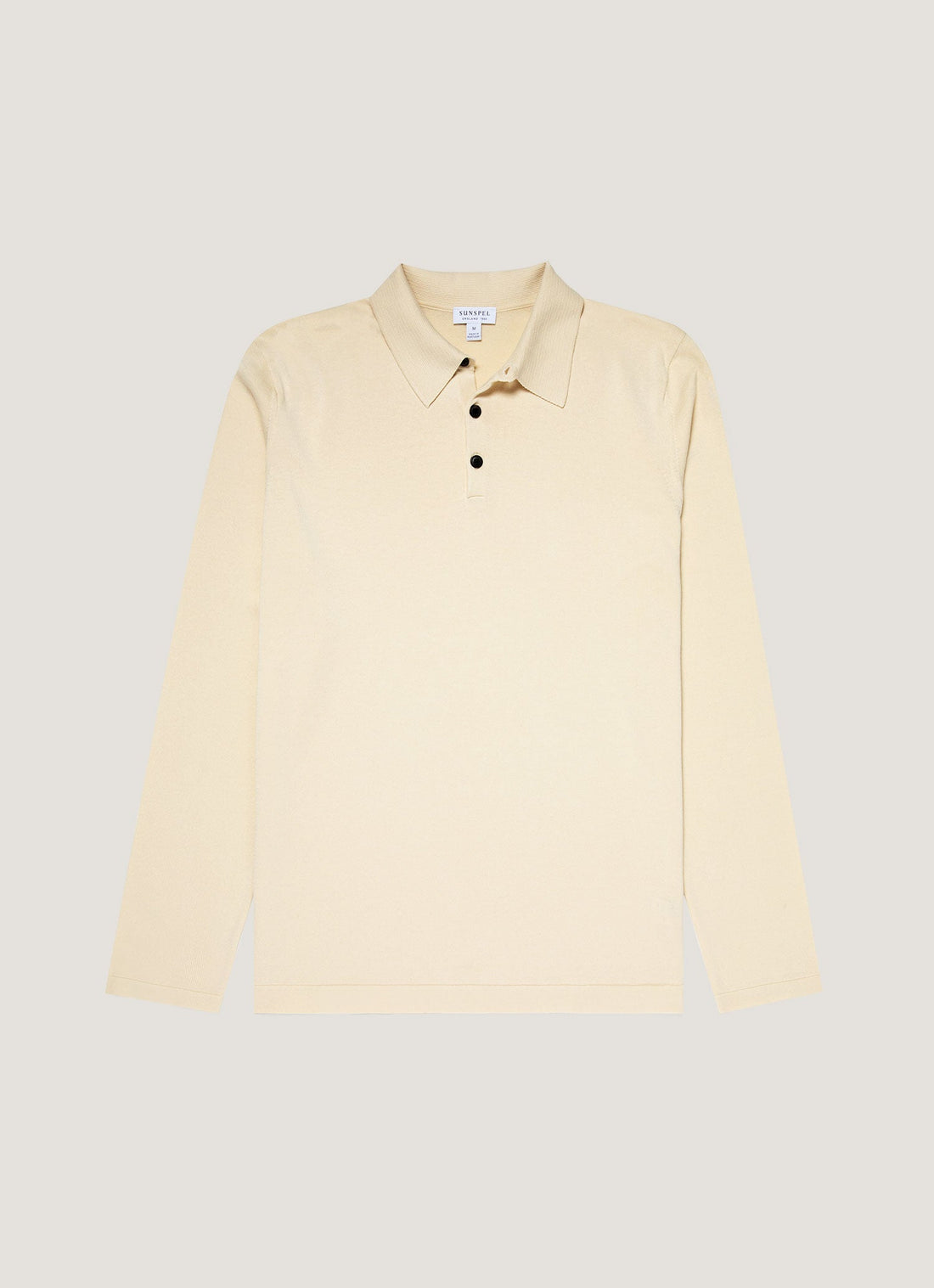 Men's Long Sleeve Sea Island Cotton Knit Polo Shirt in Undyed