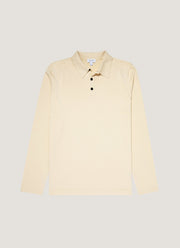 Men's Long Sleeve Sea Island Cotton Knit Polo Shirt in Undyed