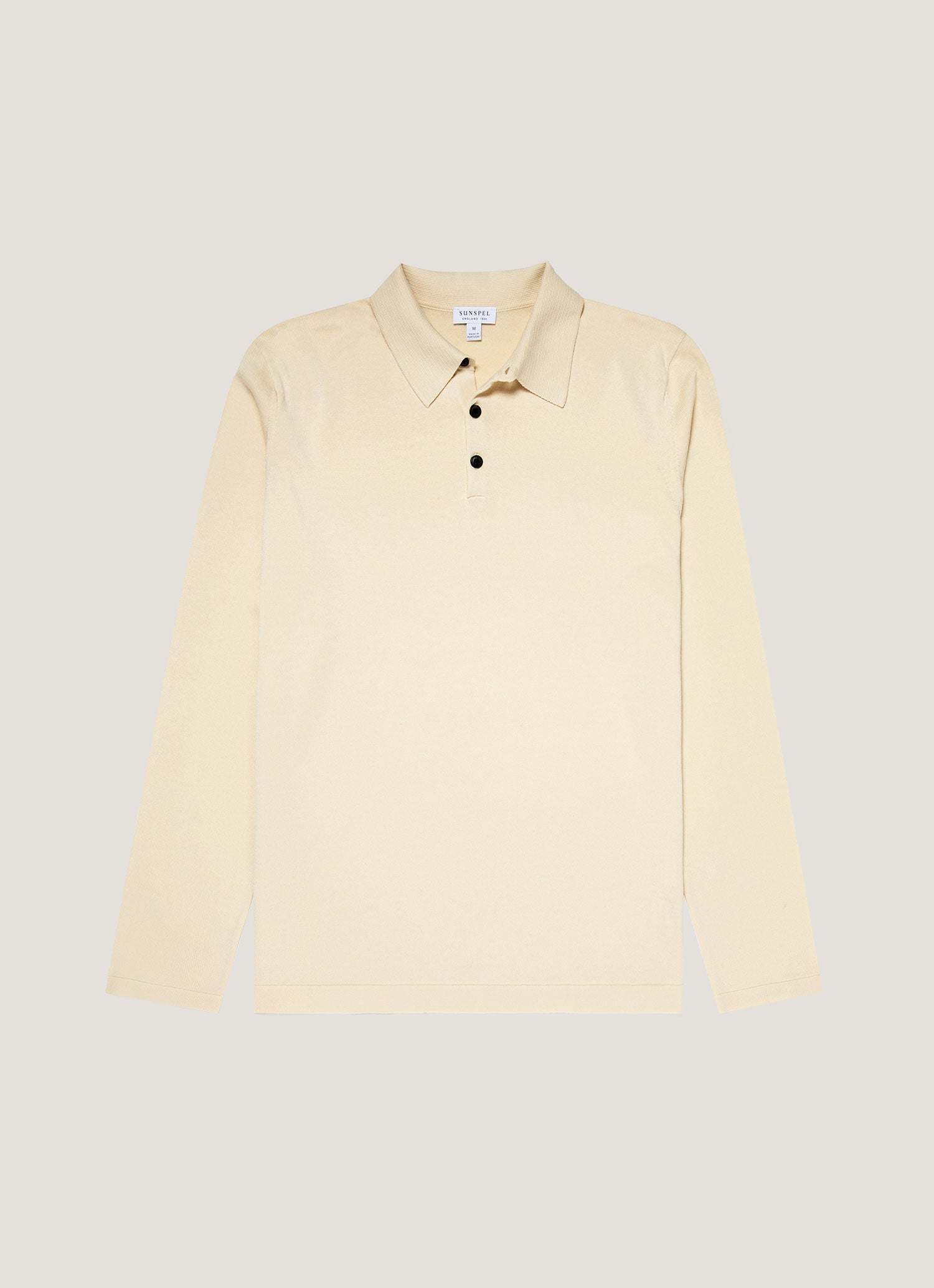Men's Long Sleeve Sea Island Cotton Knit Polo Shirt in Undyed