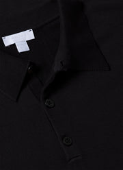 Men's Sea Island Cotton Polo Shirt in Black