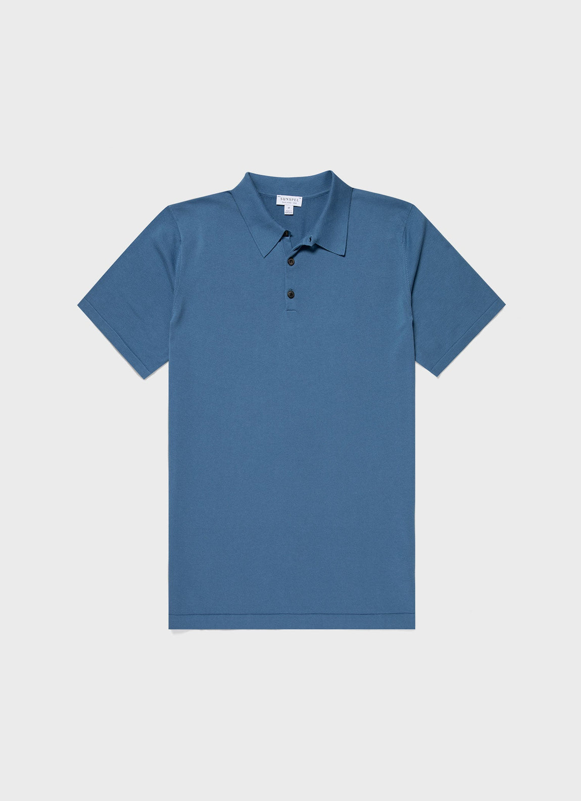Men's Sea Island Cotton Knit Polo Shirt in Bluestone