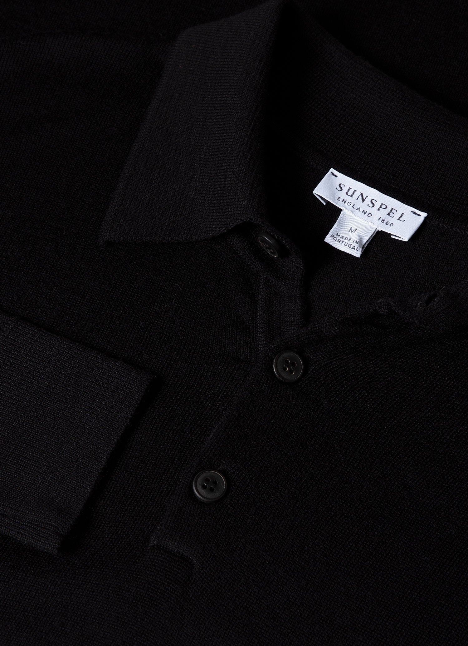 Men's Extra-Fine Merino Polo Shirt in Black