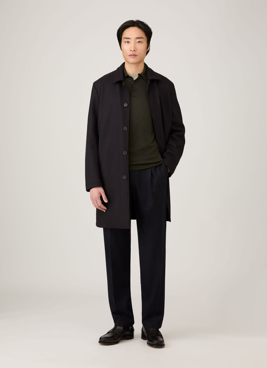 Men's Extra-Fine Merino Polo Shirt in Dark Green