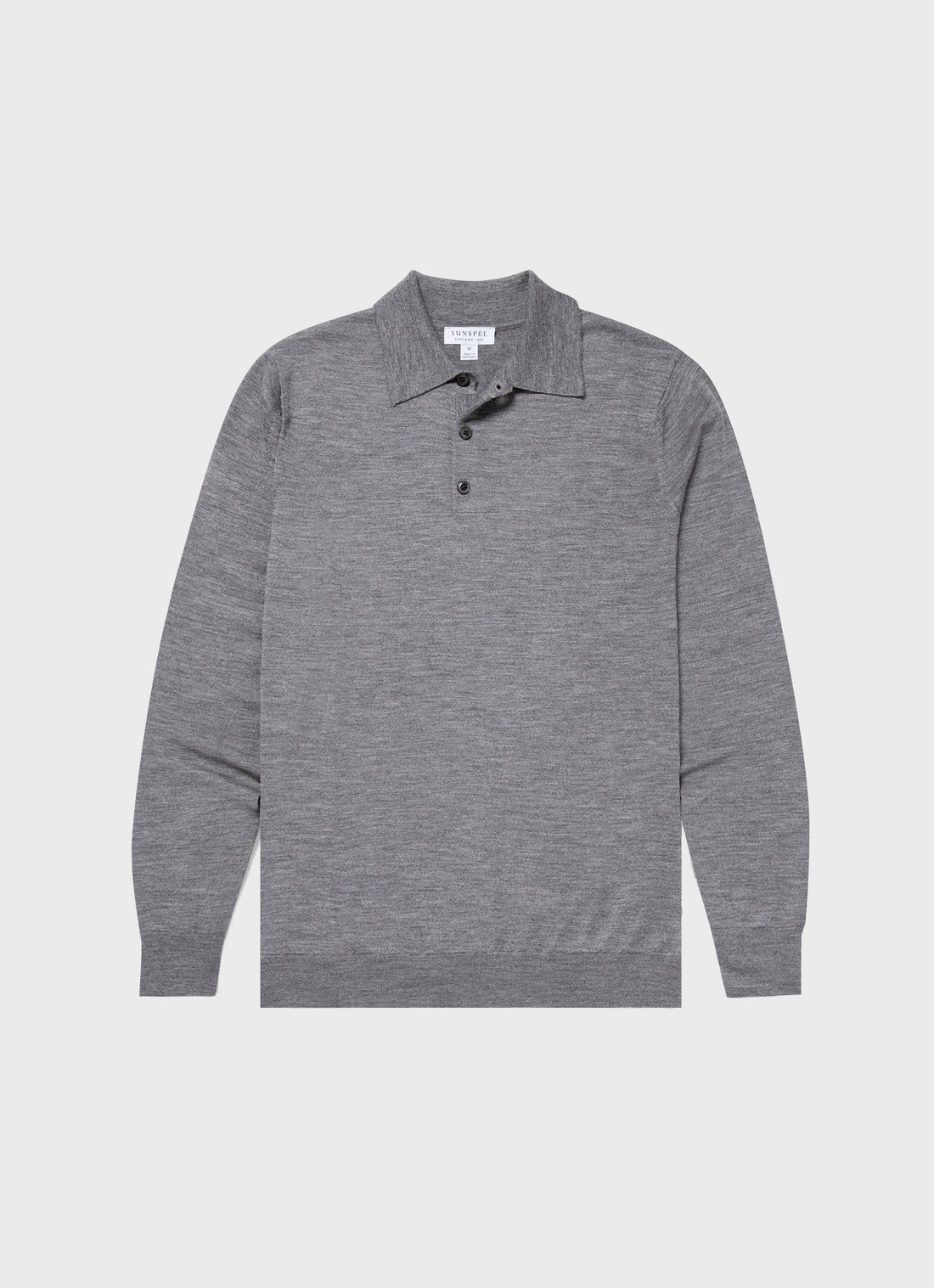 Men's Extra-Fine Merino Polo Shirt in Mid Grey Melange