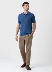 Men's Knit Polo Shirt in Bluestone