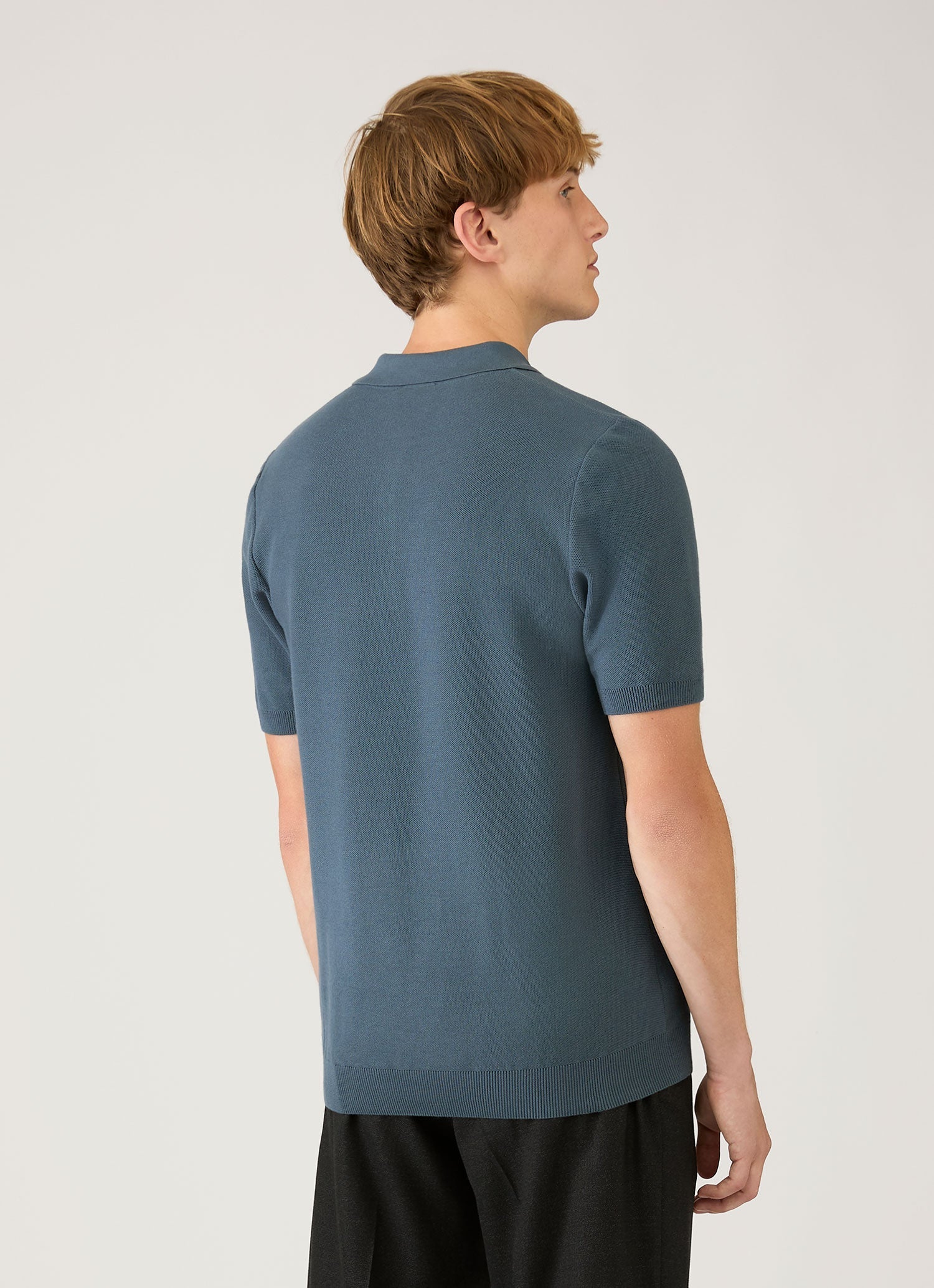 Men's Knit Polo Shirt in Slate Blue