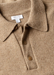 Men's Lambswool Knitted Polo Shirt in Taupe