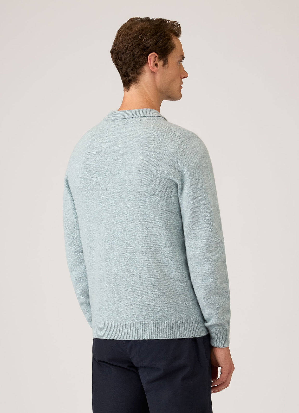 Men's Lambswool Knitted Polo Shirt in Haar