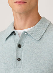 Men's Lambswool Knitted Polo Shirt in Haar