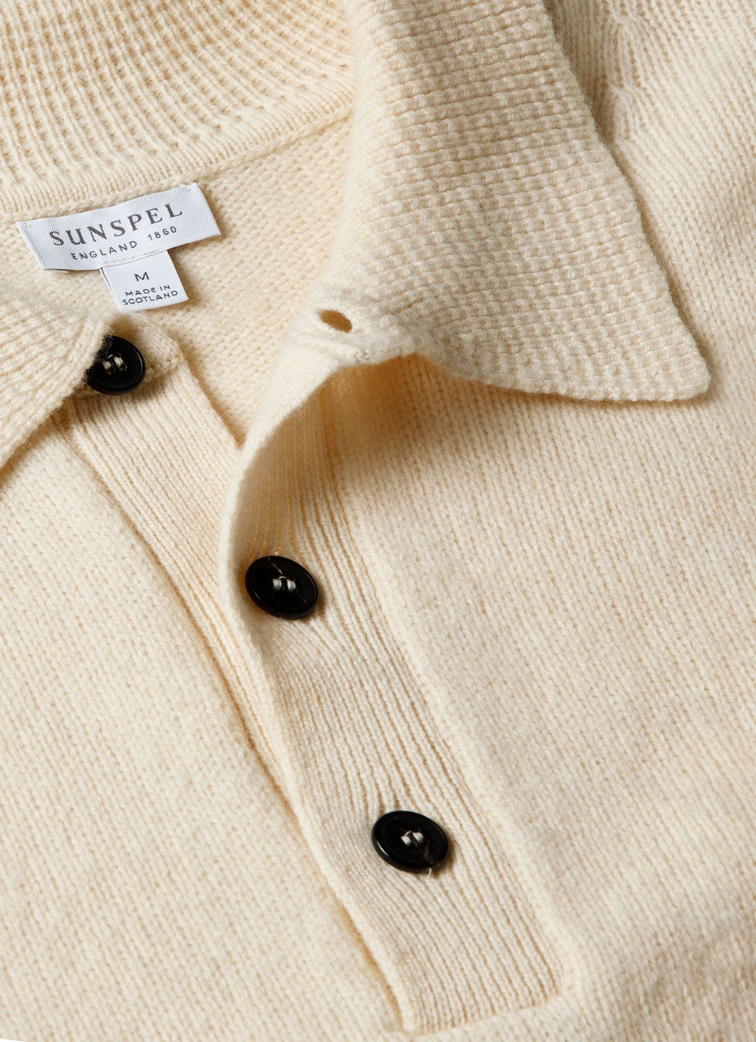 Men's Lambswool Knitted Polo Shirt in Ecru