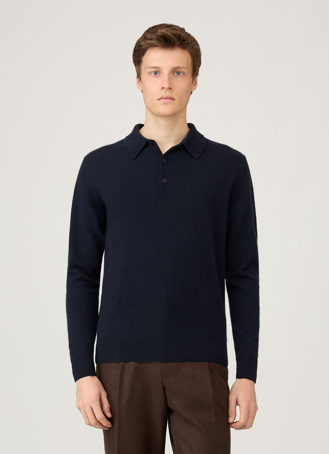Men's Cashmere Polo Shirt in Navy