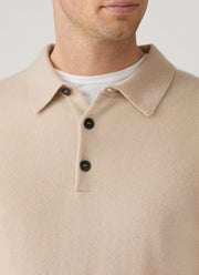 Men's Cashmere Knitted Polo Shirt in Swansdown