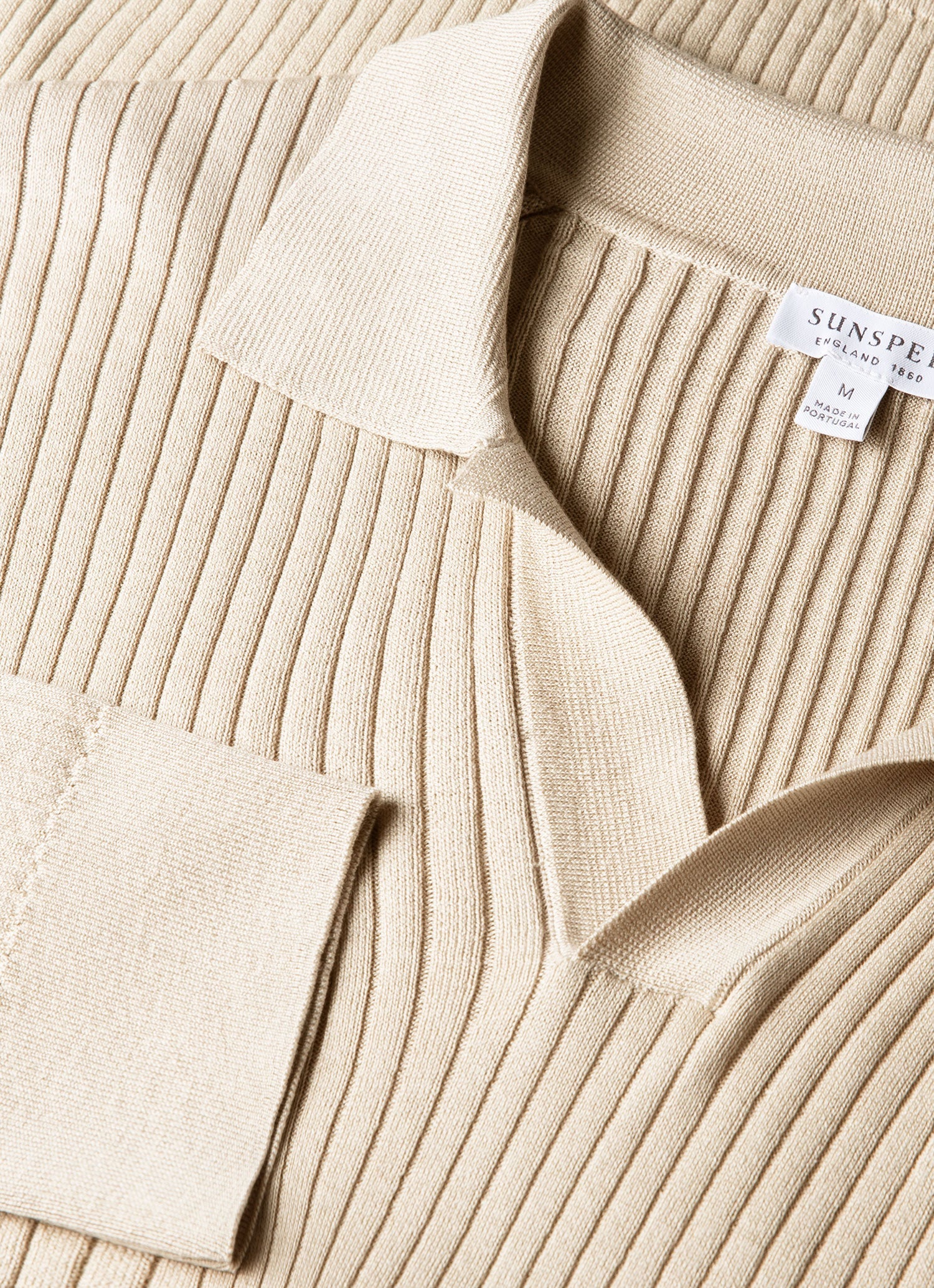 Men's Long Sleeve Fine Rib Silk Cotton Polo Shirt in Hazelwood