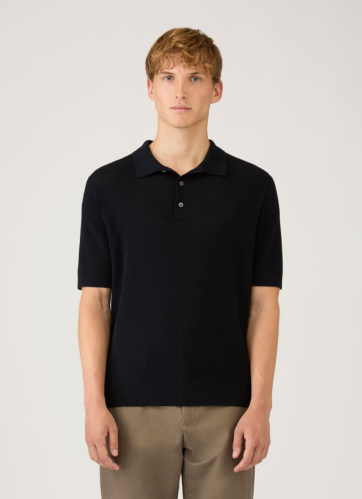 Men's Cotton Mesh Polo in Navy