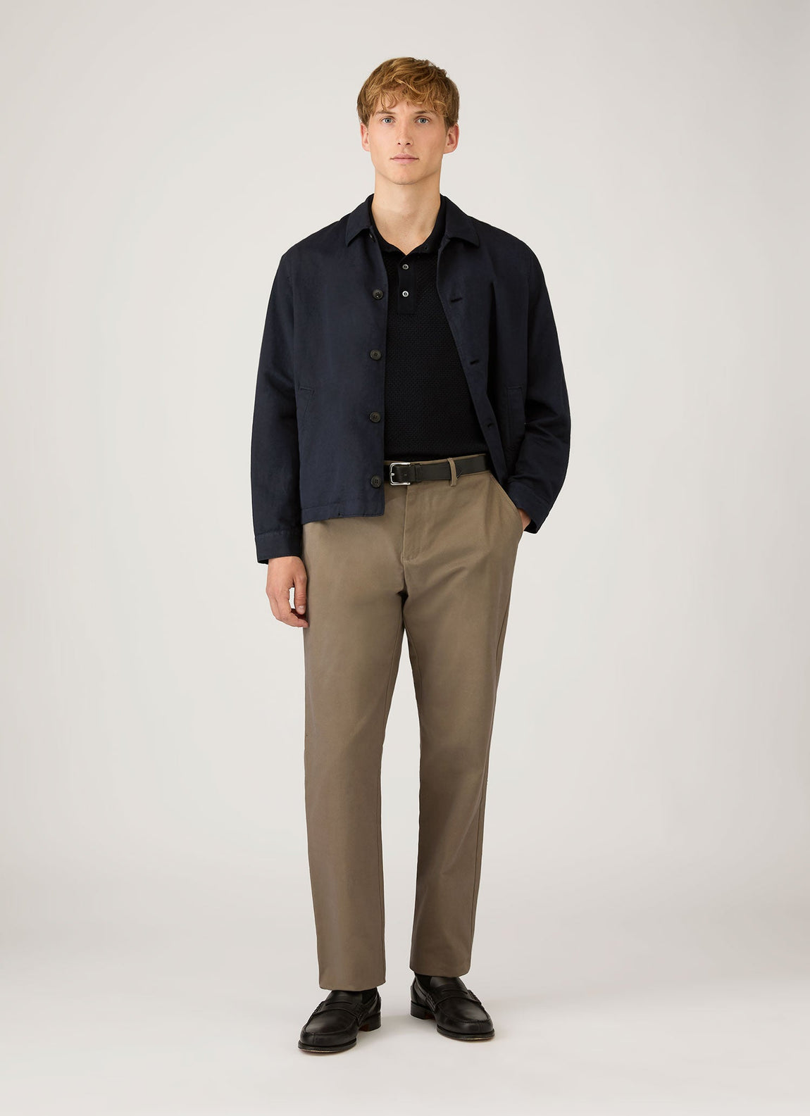 Men's Cotton Mesh Polo in Navy