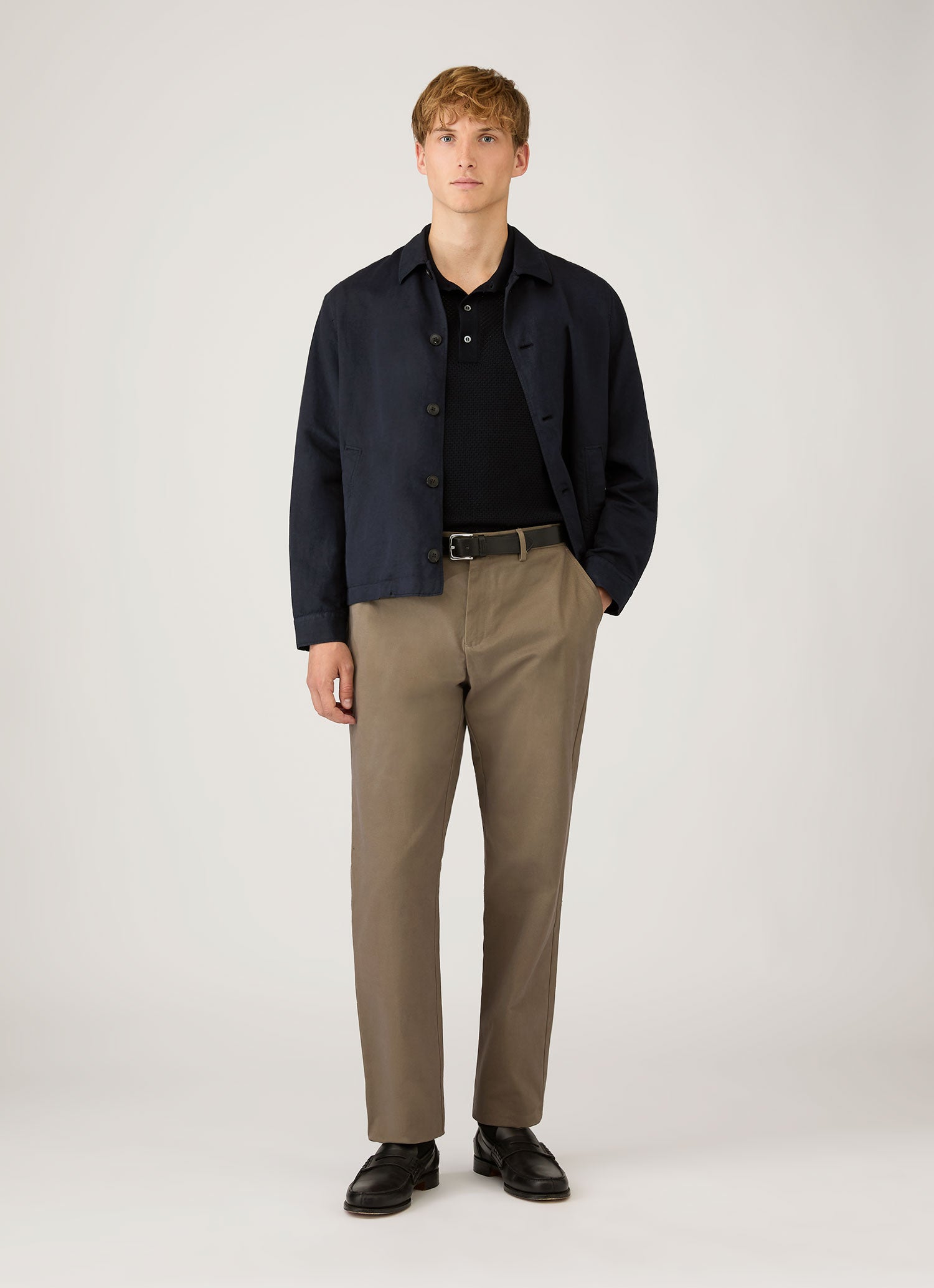 Men's Cotton Mesh Polo Shirt in Navy