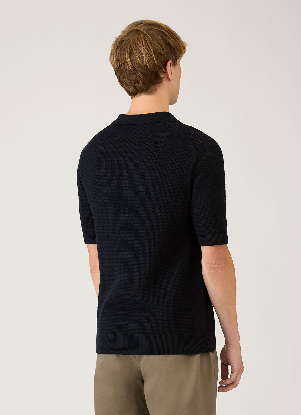 Men's Cotton Mesh Polo Shirt in Navy
