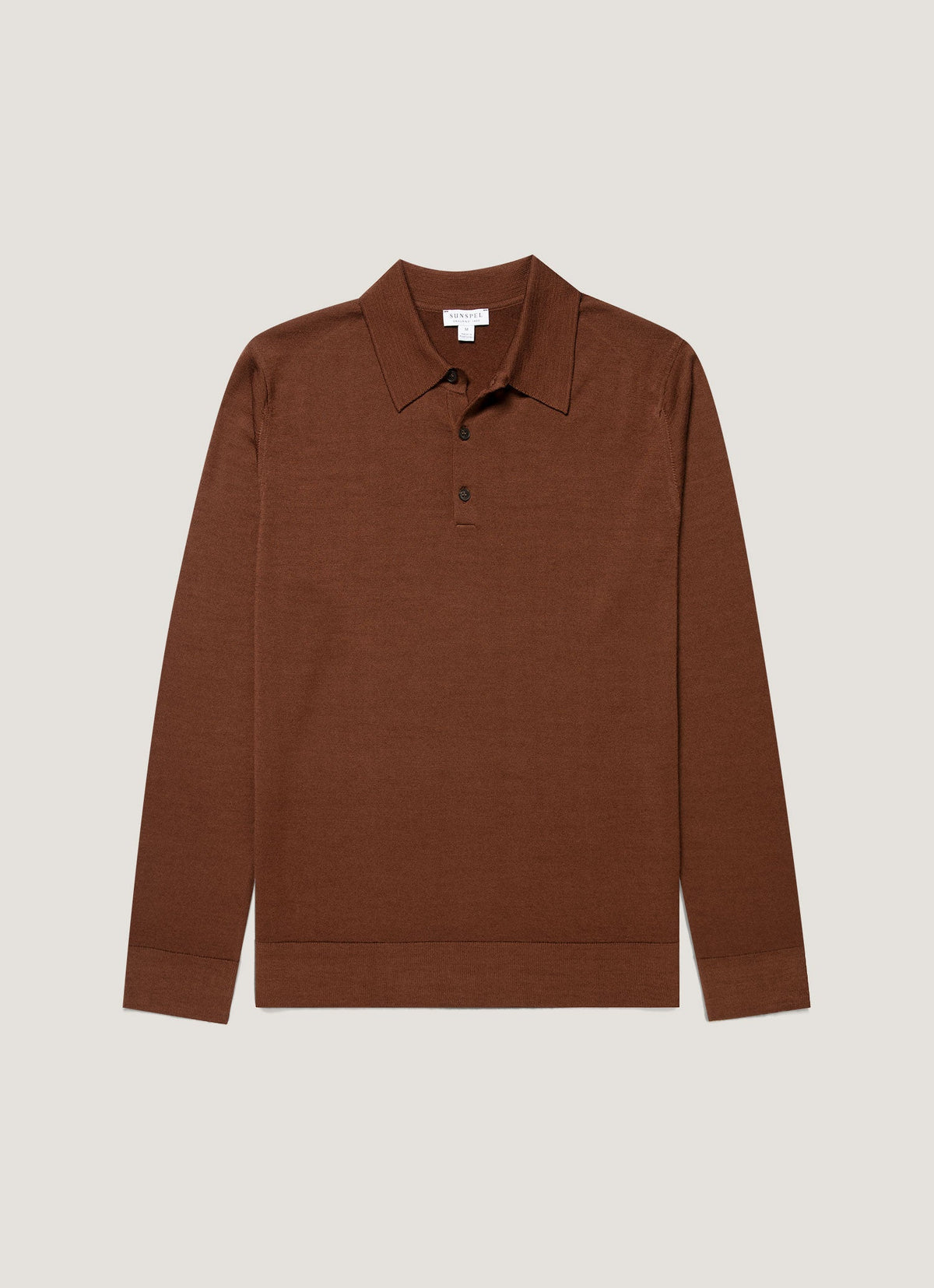 Men's Extra-Fine Merino Knitted Polo Shirt in Chestnut