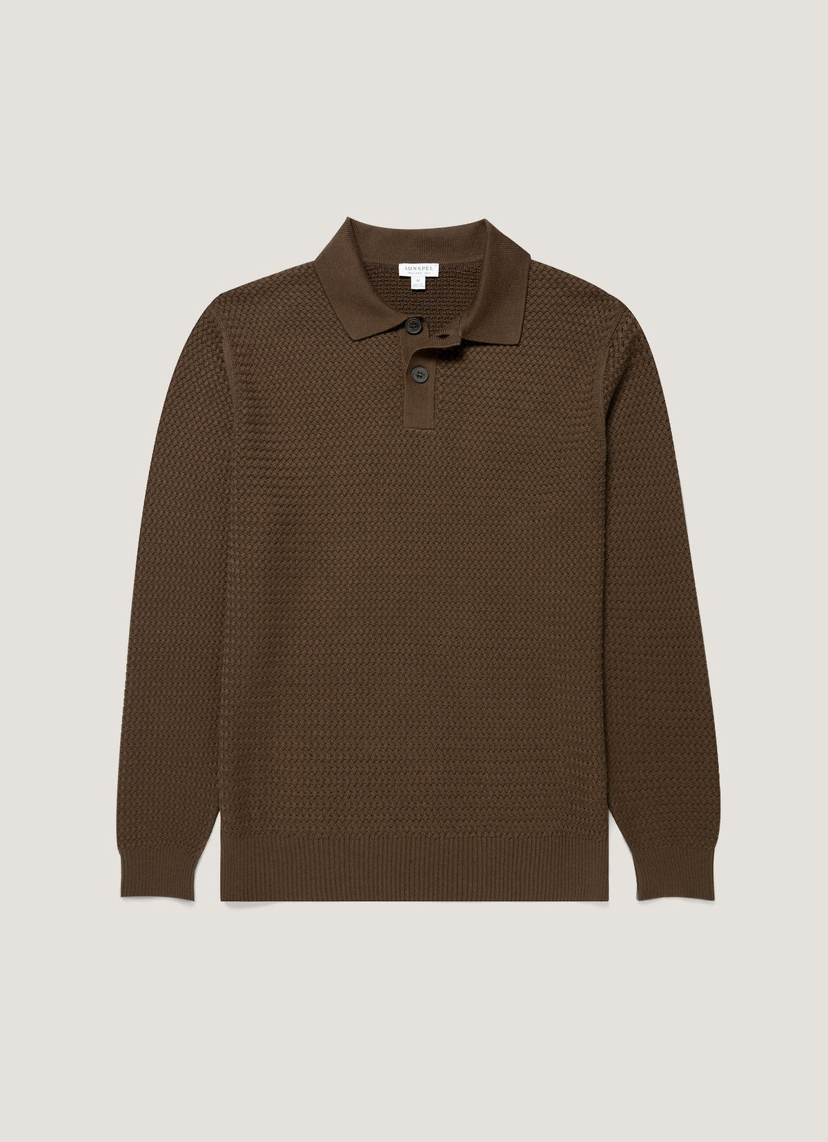Men's Cotton Basketweave Polo Shirt in Loden Green