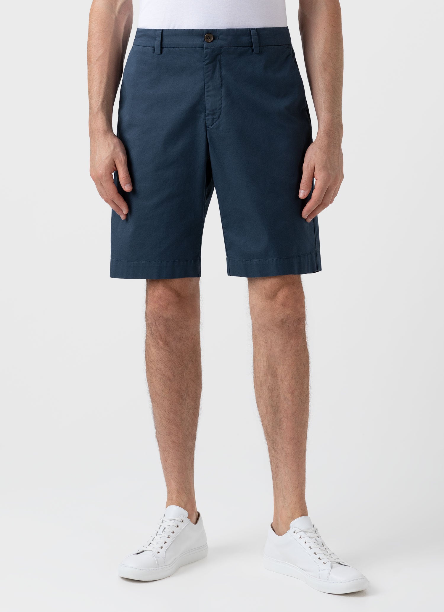 Men's Stretch Cotton Twill Chino Shorts in Shale Blue