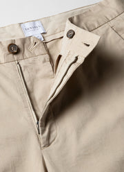 Men's Stretch Cotton Twill Chino Shorts in Light Stone