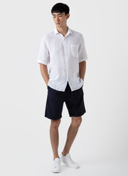 Men's Cotton Linen Drawstring Shorts in Navy